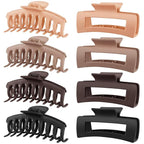 TOCESS 8 Pack Neutral Big Hair Claw Clips for Women Large Claw Clip for Thin Thick Curly Hair 90's Strong Hold 4.33 Inch Nonslip Matte Hair Clips