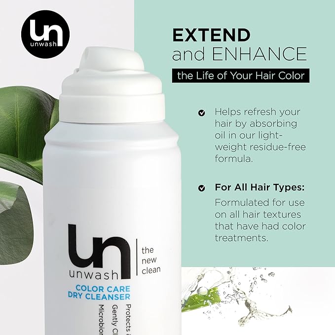 Unwash Color Care Dry Cleanser - Safe for Color Treated Hair, Preserves Hair Color, Absorbs Excess Oil & Impurities, Volumizes & Refreshes Hair, Cruelty Free, 5.1 oz