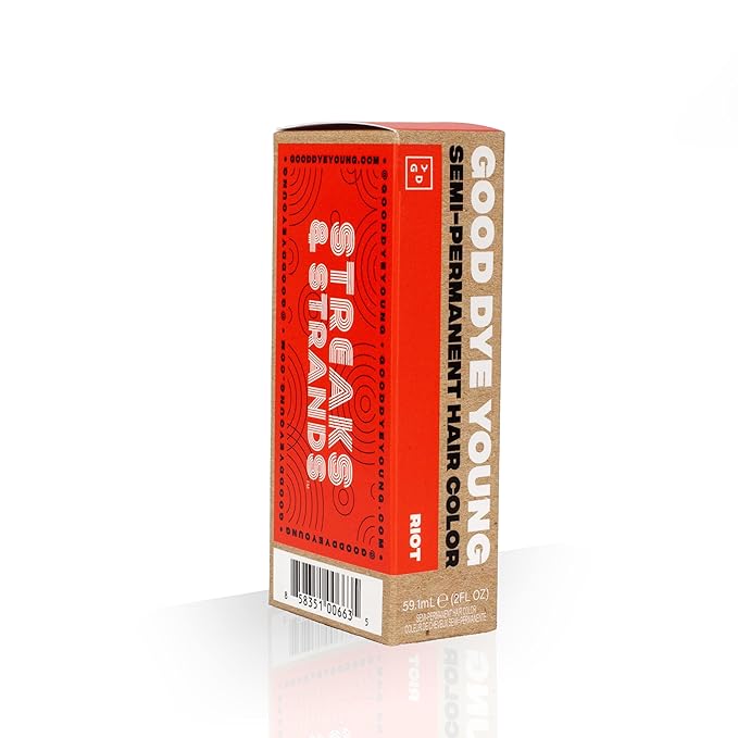 Good Dye Young Streaks and Strands Semi Permanent Hair Dye (Riot Orange) - UV Protective Temporary Hair Color Lasts 15-24+ Washes - Conditioning Orange Hair Dye - PPD-free, Cruelty-Free & Vegan