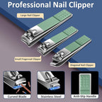 BLESWIN 10-Piece Nail Clipper Manicure Set, Professional Small Nail Care Kit , Nail Clipper Set for Women Men, Ladies Compact Manicure Tools in Case Green Leather Nail Care Gift Set.