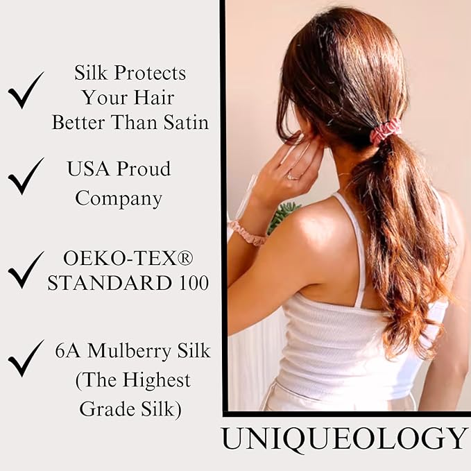 Hair Accessories for Women - Clean Girl Aesthetic - Cute Ponytail Holders, Scrunchies, and Small Hair Ties for Thin Hair - Pink