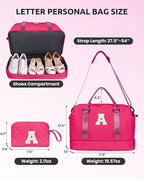 Ladies Gifts for Women, Birthday Gift-Initial Travel Bag with Shoe Compartment, Personalized Weekender Bag, Monogram Overnight Bag for Women, Letter Travel Bag with Makeup Bag (Letter H)