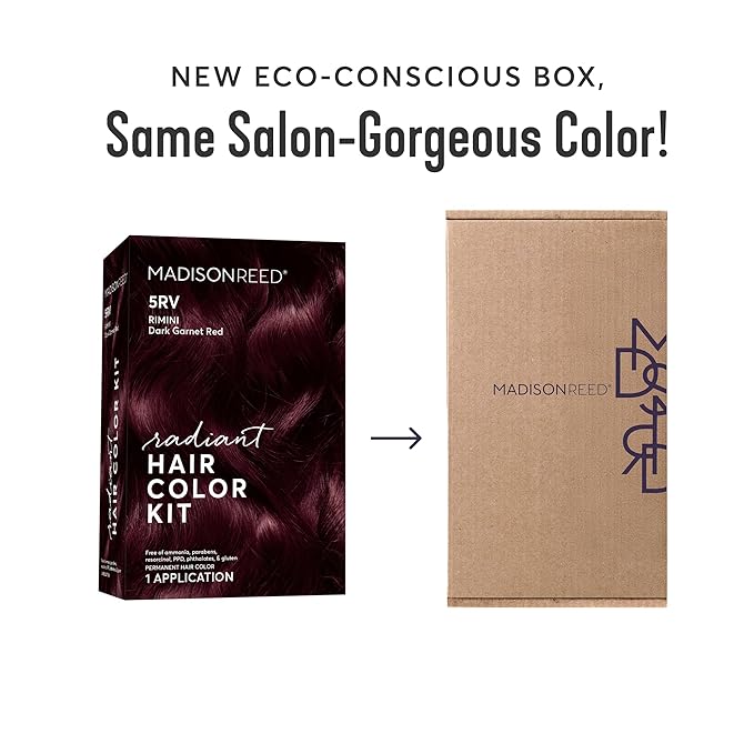 Madison Reed Radiant Hair Color Kit - 5RV Dark Garnet Red with Vibrant Red Violet Tones (Rimini Garnet) Vivid Color Permanent Hair Dye, PPD-Free & Ammonia-Free, 2 Pack