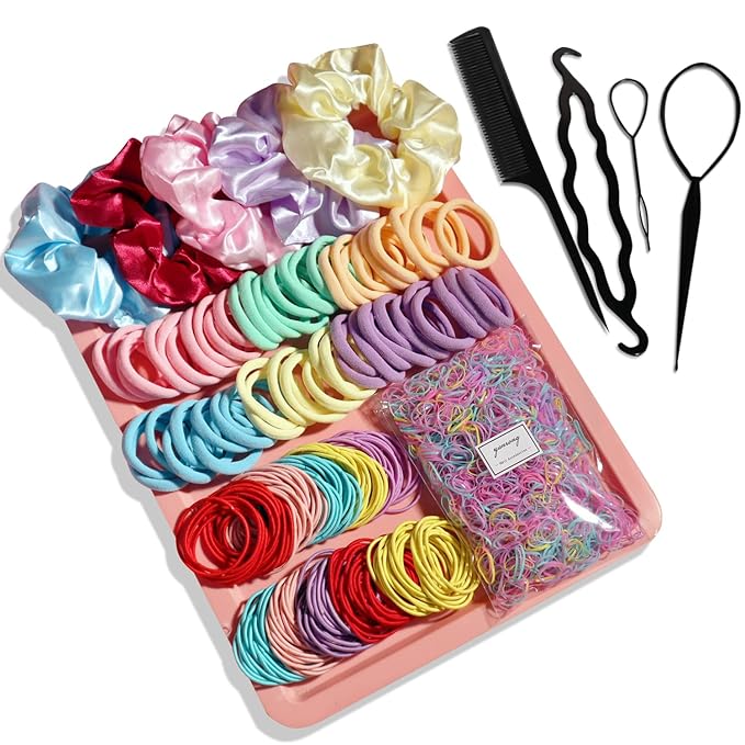 YANRONG 1159PCS Hair Accessories for Woman Set Seamless Ponytail Holders Variety Hair Scrunchies Hair Bands Scrunchy Hair Ties For Thick and Curly (Multicolour)