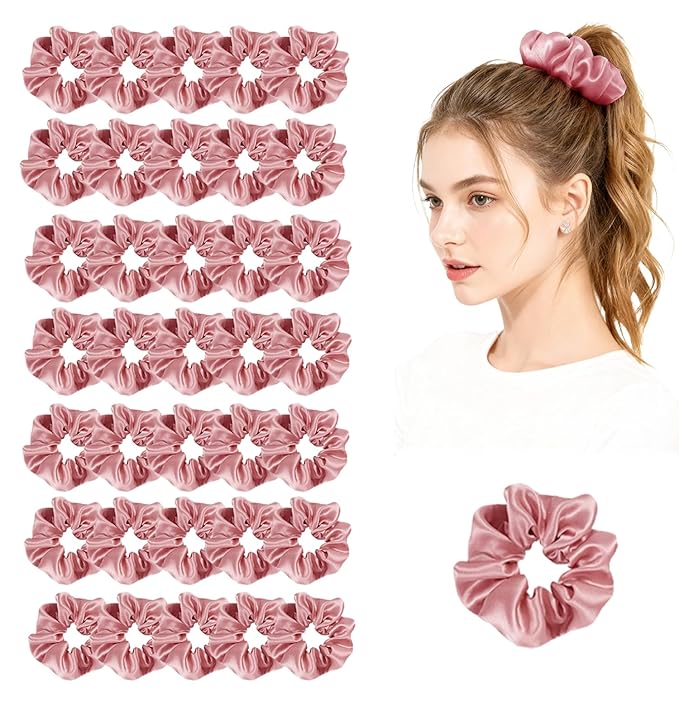 36Pack Womens Silk Scrunchies Satin Scrunchy Hairtie Hairbands Silky Hair Ties Elastics Hairs Bow Accessory Ponytail Holder