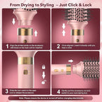 StyleVibe 6-in-1 Air Styler, Hair Dryer & Blow Dryer Brush with Auto-Wrap Curl L/R, Fast Drying, Smooth Blowouts, Root-Lift Volume, No Heat Damage Frizz-Free Thermal Brush, Gifts for Women