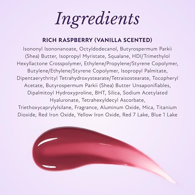 Westmore Beauty Pout Perfector Lip Gloss – Intensely Hydrating Sheer-Tinted Balm with Hyaluronic Acid & Vitamin E – Plumps & Nourishes Dry, Cracked Lips for a High Shine Finish – Rich Raspberry, .33oz