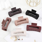 4 Inch Big Hair Claw Clips 6 Pcs Large Claw for Thick Hair Square Hair Clips for Women Rectangle Hair Clips Nonslip Acrylic Banana Jaw Clips Hair Accessories for Girls (Brown Scarlet)