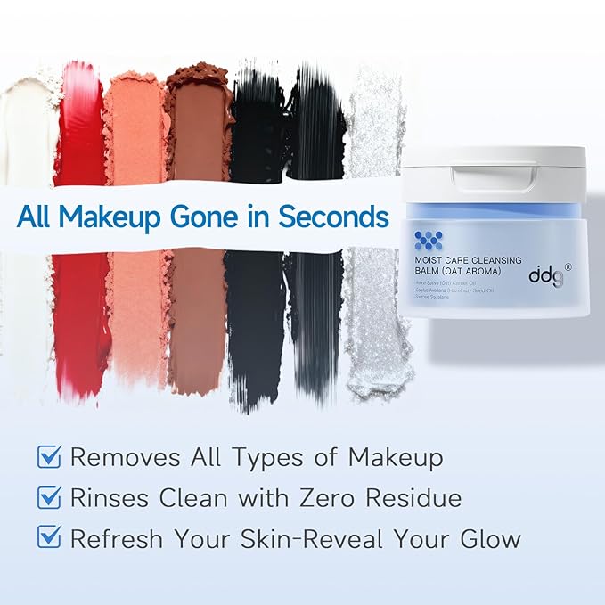 ddg Cleansing Balm–Makeup Remover Balm for Sensitive Skin,Eye Makeup Remover,Facial Cleanser for Waterproof Removal,Vegan Plant Oils,Nourishing & Hydrating,3.38 fl oz / 100 ml