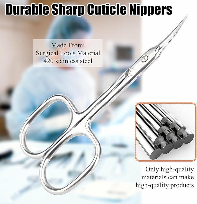 LePinko Cuticle Scissors, Extra Fine Tip, for Manicure and Pedicure, Gifts for Men Women