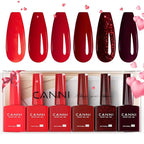 CANNI 6Pcs 9ml Hema-Free Red Gel Nail Polish Set- Dark Red Burgundy Glitter Gel Polish Kit DIY at Home Salon Christmas New Year's Gifts for Girls