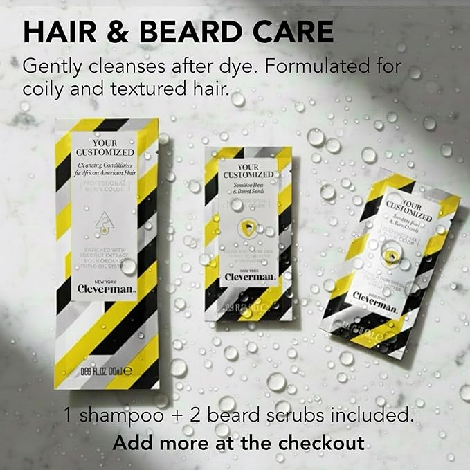 Reusable Hair & Beard Dye System for Men – Up to 5 Uses | 7-Minute Natural-Looking Gray Coverage | No-Drip Cream with SkinArmour® – Cleverman (Dark Brown for Black Men)