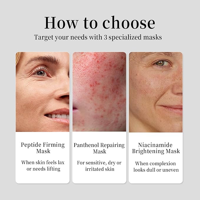 Face Sheet Masks, Christmas Stocking Stuffers, 9 Variety Packs, Peptide, Vitamin C & Panthenol B5, Antiaging, Brightening, Soothing Facial Skincare Gift Set for All Skin, Moisturizing Mask Set