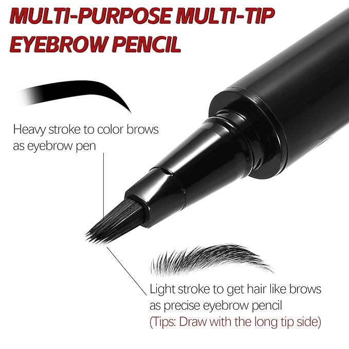 Waterproof Eyebrow Pen，Long Lasting Eyebrow Pencil，Creates Hair-Like, Natural-Looking, 3D Eyebrows,Eye Brow Makeup Pen for Women