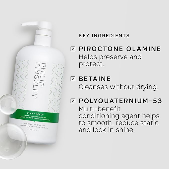 PHILIP KINGSLEY | Flaky Scalp Curl Shampoo | Anti‑Dandruff Shampoo for Curly, Coily & Wavy Hair | Calms & Clears Flakes Without Stripping Color | 33.8 oz