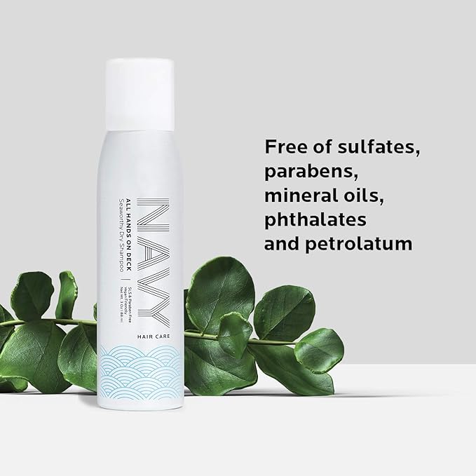 NAVY HAIR CARE Dry Shampoo Spray for Women & Men 3oz | Travel Size Volumizing | for Color Treated & All Types of Hair | All Hands on Deck - Seaworthy | Vegan Friendly