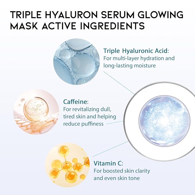 50Combo Korean Face Sheet Mask Gift Pack, Hydrating, Calming, Brightening, Smooting, Rejuvenating, EVE Vegan, Cica, Hyaluron, Retinol, Ceramide, Collagen