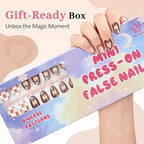 16 Sizes Press on Nails Kit for Kids - 32 Pieces French Almond Fake Nail Tips for Girls 8-12 Years Old with Jelly Nail Adhesives & No-Lamp Nail Glue, Birthday Christmas Gifts (Cozy Autumn)