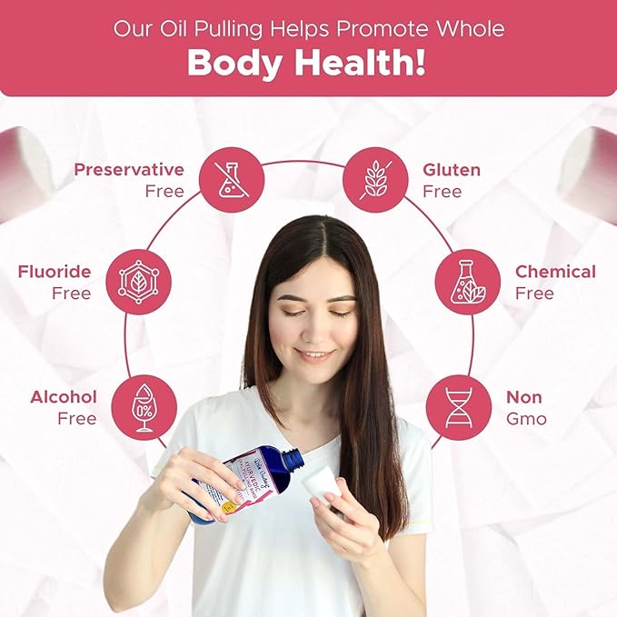 Pack of 3 Ayurvedic Organic Oil Pulling for Teeth and Gums | Bubble Gum Flavored Organic Oral Rinse Mouthwash | Essential Oils for Oral Hygiene, Healthy Gums, Teeth Whitening & Fresh Breath-8 FL Oz