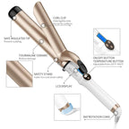 Hoson 1 1/2 Inch Curling Iron Large Barrel, 1.5 Inch Long Barrel Curling Wand Dual Voltage, Ceramic Tourmaline Coating with LCD Display, Glove Include