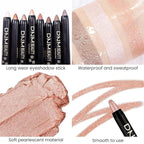 evpct Champagne Shimmer Cream Eye Shadow Brightener Sticks Set for Eyes, Champagne Shimmery Matte Pencil Eye shadow Applicator Stick Pen Palette Makeup Waterproof sombras en crema para ojos 17#