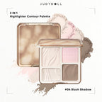 JUDYDOLL Highlight & Contour Palette, All-in-One Matte Highlighter Contour Compact, Blendable Face Makeup for Beginners, for All Skin Tones, Stocking Stuffers (04 Blush Shadow Palette)