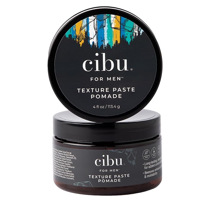 CIBU For Men Texture Paste Pomade 4 oz - Strong Hold Pomade For Men for Long Lasting Hold Texture, and Definition - Ideal for Messy, Sleek, and Casual Hair Styles