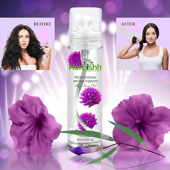 Herbishh Essential Flower Hair Oil - Organic Formula for Dry, Damaged Hair - Premium Natural Quality with 24hr Lasting Fragrance