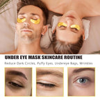 20 Pairs Lip Masks & Eye Masks, 24K Gold Gel Crystal Collagen Eye Pads, Moisturizing Lip Mask Crystal Pads, Under Eye Patches for Puffy Eyes, Dark Circles, Eye Bags, Wrinkles and Fine Lines