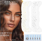 6 PCS Glitter Freckles Face Tattoo, Gold&Silver Waterproof Face Sparkle Glitter Speckles Patches for Women, Cute Star Metallic Glitter Temporary Tattoo Makeup Accessories for Festival #Set A