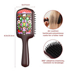 SIMETRA Wooden Paddle Hair Brush Unique Pattern Guinean Ovangkol Hardwood Bristles Hair Brushes for Women Wet Brush Detangling Brush for Scalp Massage for Men Kids for All Hair Types (Butterfly)