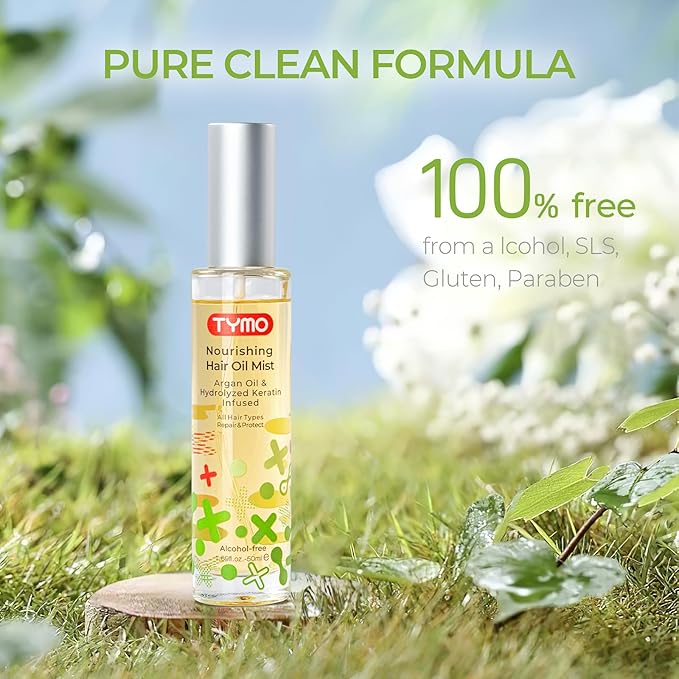 TYMO Argan Hair Oil Spray - Hydrating Natural 6 Blend Oil for Frizzy & Dry Hair, Organic Pure Formula, Daily Use for Hair, Smooth Damaged Ends, Olive Oil Infused, Add Shine