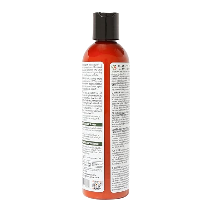 Hair Gro Rosemary Mint Conditioner 8oz/ 237ml - Moisturizing Formula for Refreshing Scalp and Nourishing Damaged Hair with High Shine