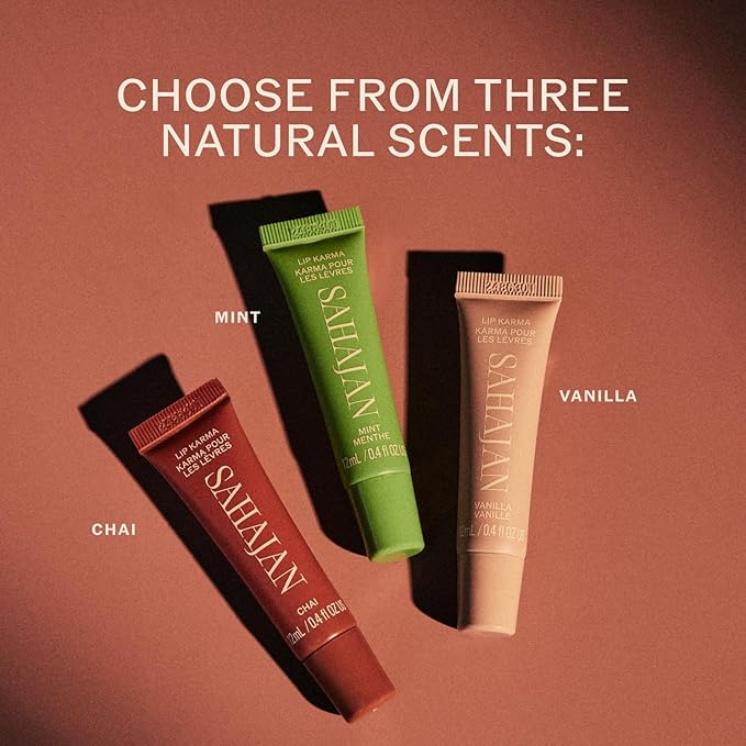 Sahajan Lip Karma Vanilla | Nourishing Lip Balm with Argan Oil, Castor Oil, Vitamin E | Clean Ayurvedic Hydrating Lip Balm | Softens, Smooths, Soothes Chapped Dry Lips, Lasting Moisture | 0.4 fl oz