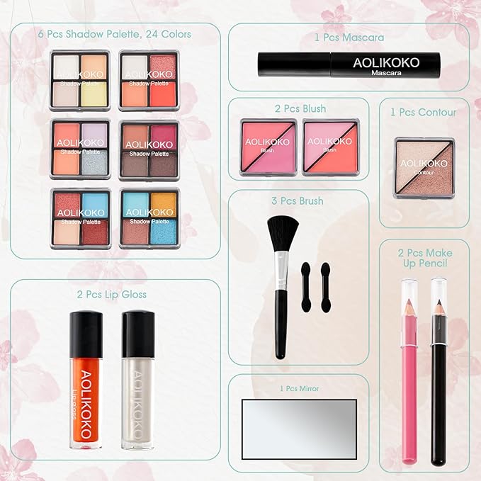 Makeup Kit for Teenager & Women Full Kit, All in One Makeup Set With The Small Cosmetic Train Case, Professional Makeup Kit, Makeup Gift Set for Women Girls (Set B)