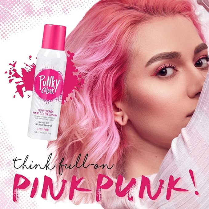 Punky Temporary Hair Color Spray – Lynx Pink, Instant Vivid Temporary Hair Dye for Women, Wash Out, Hair-Color Spray, 3.5 oz, 2 Pack