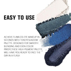 Kaely Powder Eyeshadow Quad, Blue Green Glitter Shimmer Eyeshadow Palette Makeup, Neutral Eye Shadow Palette for Older Women Pigmented Waterproof, sombras para ojos, Blendable, Cruelty-free, 08