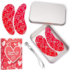 2 Pairs Reusable Under Eye Wrinkle Patches Silicone Mask, Plump Fine Lines & Wrinkles, with Metal Eye Cream Applicator, Tin Case, Valentine's Day Red