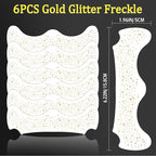6PCS Glod Glitter Freckles Tattoo, Gold Freckles Temporary Face Tattoos, Gold Star Freckle, Body Face Glitter for Women Girls, Waterproof Long-Lasting Party, Festival, Concert Makeup Accessories