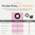 Curlfriend Collective Onyx Midi Curly Hair Silk Scrunchies for Women, Black | 22 Momme Mulberry Silk Hair Ties for Curly, Coily, and Wavy Hair - Black, Pack of 4