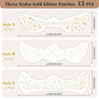 Glitter Freckles Face Tattoo - 12PCS Gold Sparkle Freckles Temporary Face Tattoos for Women, Glow Up Makeup Patches