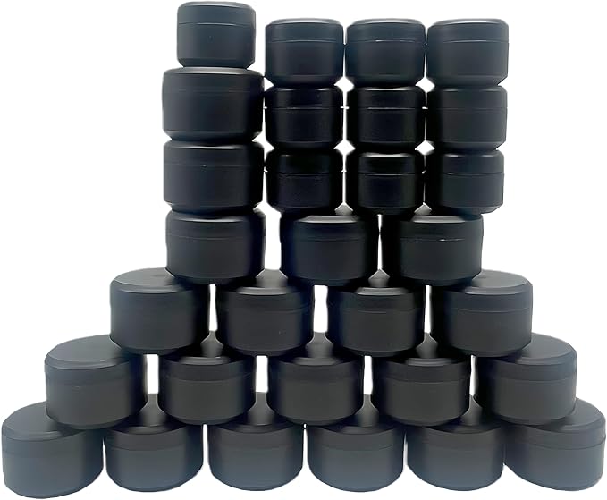 30 Pcs Cosmetic Jars Set, 10×5ml + 10×10ml + 10×15ml Empty Refillable Containers with Lids, Small Plastic Travel Pots for Face Cream, Lip Balm, Lotion, Powder, Glitter, DIY Crafts Storage