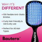 Bautero Brush Detangler Brush for Wet & Dry Hair, Pain-Free Brushing on All Hair Types, Knot Removal, Vented Hair Brush, Mizuiro Ocean