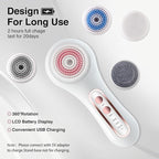 Face Scrubber Exfoliator,Facial Cleansing Brushes Rechargeable IPX7 Waterproof with 5 Brush Heads,Electric Face Spin Brush for Exfoliating, Massaging and Deep Cleansing (White)