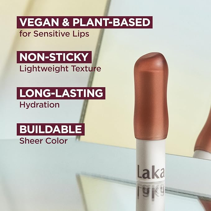 Laka Soul Vegan Lip Balm (4 Shades) Tinted, 3.9g/0.13oz, Deep Nourishing Plant-Based Lip Moisturizer, Vegan Lip Balm for Dry, Cracked and Chapped Lips (#Clear)