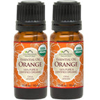 US Organic 100% Pure Sweet Orange Essential Oil - USDA Certified Organic - 10 ml Pack of 2 - w/Improved caps and droppers (More Size Variations Available)