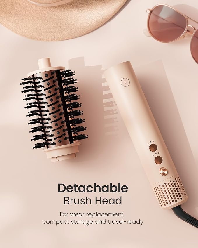 AIMIKE HyperFlow Blow Dryer Brush Replacement Attachment, Original Round Barrel with Nylon Pins and Tufted Bristles for Blow-Drying, Volumizing & Styling, 3.3'' Overall Dia (Brush Head Only)