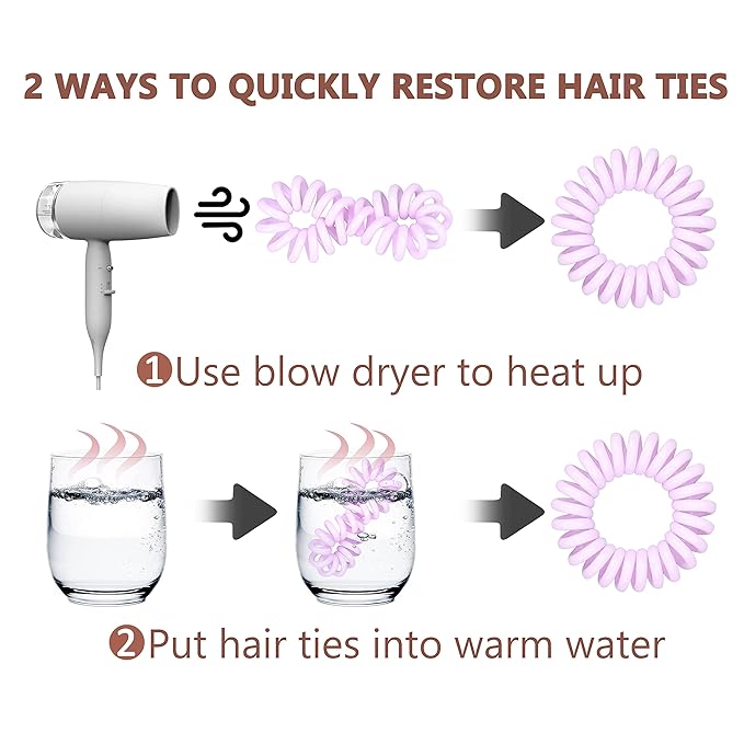 20 Pack Hair Elastics, No Crease Spiral Hair Ties Hair Bands Multi Color Waterproof Phone Cord Hair Scrunchies Hair Coils Accessories for Women Girls…