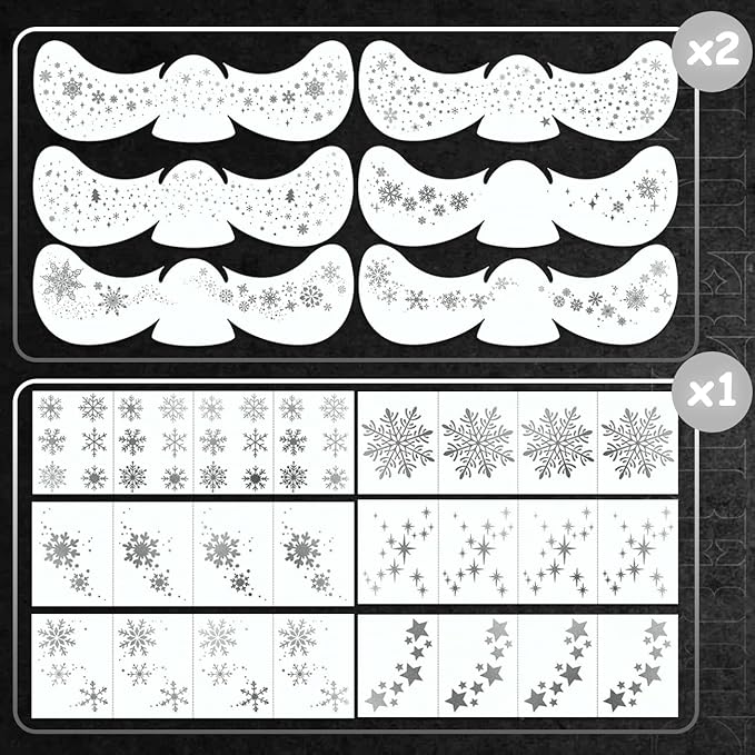 Glitter Snowflake Freckles Face Tattoos - 18 Sheets Waterproof Silver Temporary Makeup Patches for Women Kids Christmas Makeup Accessories