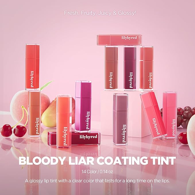 lilybyred Bloody Liar Coating Tint | Korean Glossy Lip Stain, Vivid & Juicy Color, Syrupy Shine, Moisturizing, Long-Lasting & Smudge-Proof, Non-Sticky, Lightweight, 0.14 oz. (05 Talented Peach)